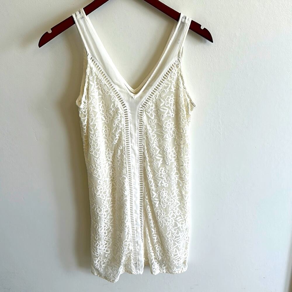 Abercrombie & Fitch Ivory White Mini Sleeveless Lace Feminine Dress Size XS